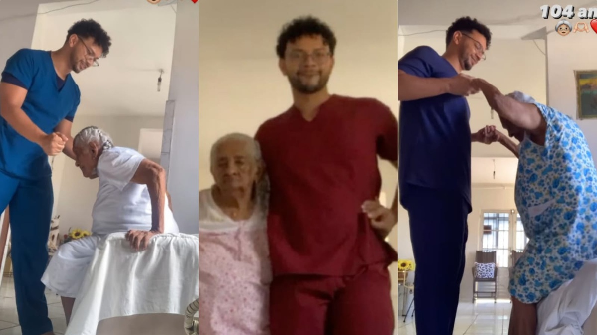 Fisioterapeuta viraliza com reabilitação de idosa de 104 anos no Piauí