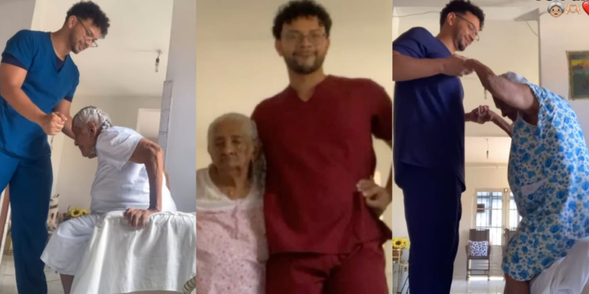 Vídeo: Fisioterapeuta viraliza com reabilitação de idosa de 104 anos no Piauí