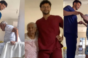 Fisioterapeuta viraliza com reabilitação de idosa de 104 anos no Piauí(Reprodução)