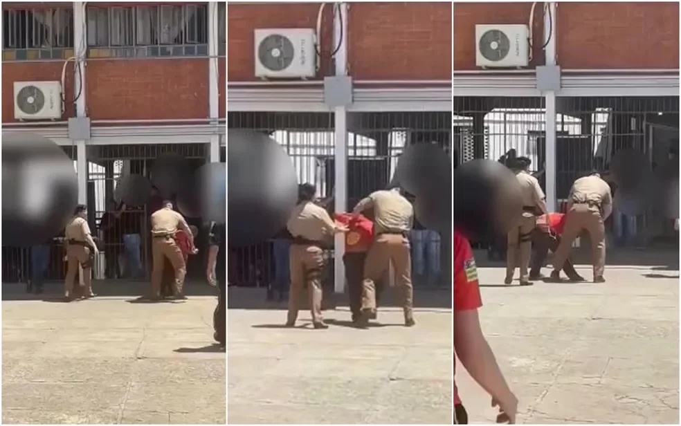 PM empurra e segura aluno pelo pescoço em colégio militar de GO
