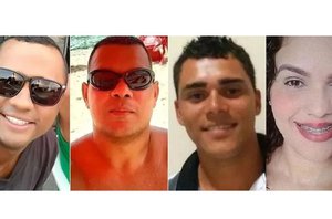 Quatro dos oito mortos após tiroteio em Camaragibe (da esquerda para a direita): PM Eduardo Roque, PM Rodolfo José, Alex Silva e Ágata Ayanne(Divulgação)