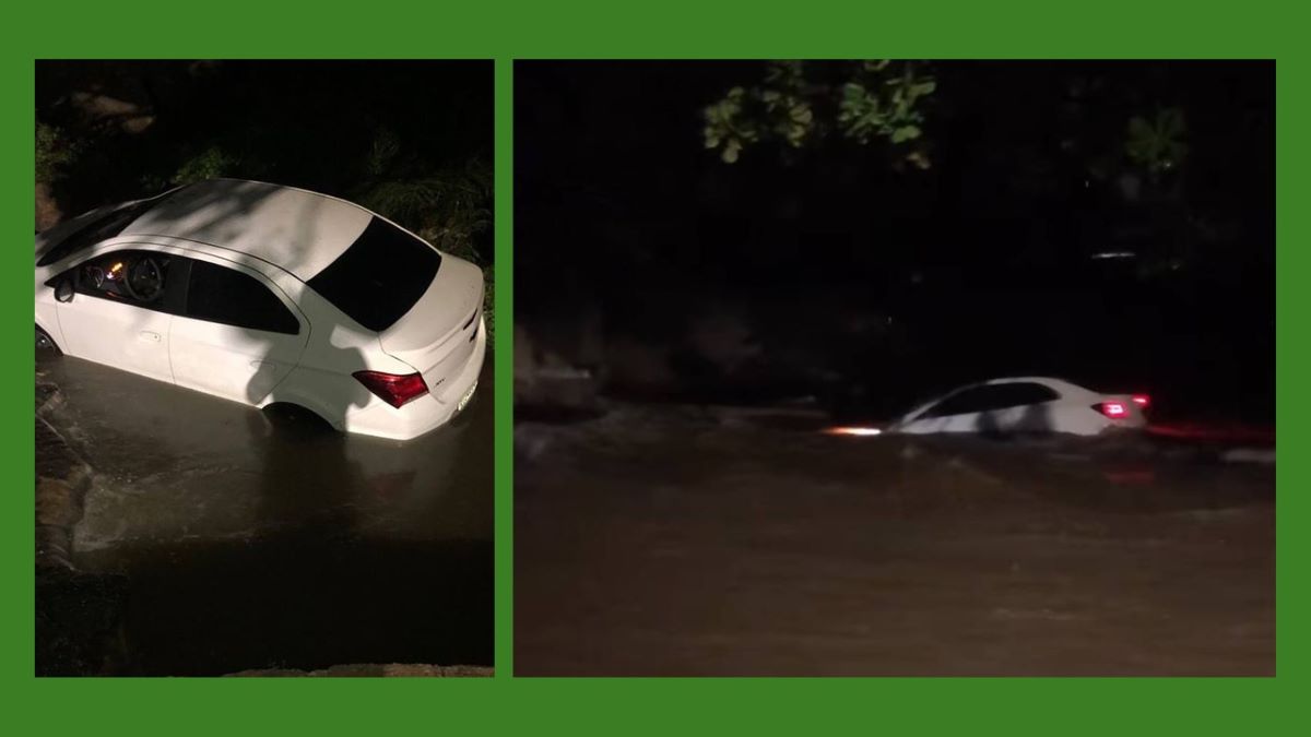 Carro é arrastado durante chuva e motorista grita por socorro em Teresina