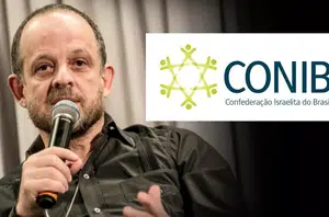 Breno Altman e logotipo da Confederação Israelita do Brasil(Opera Mundi)