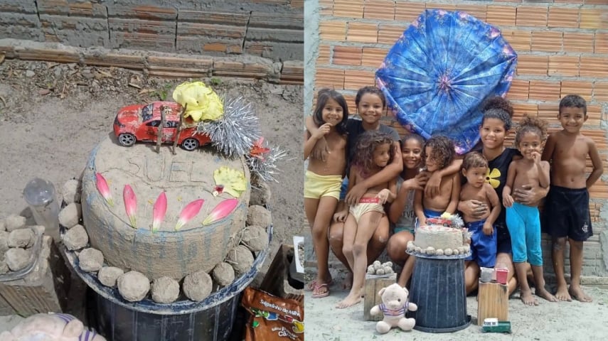 Vídeo: menino de 2 anos comemora aniversário com bolo de areia no Piauí