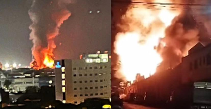 VÍDEO: incêndio de grandes proporções atinge galpão em SP