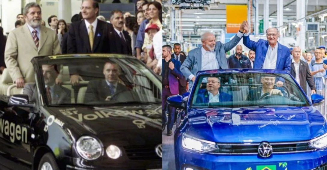 Lula e Alckmin na Volkswagem em momentos diferentes