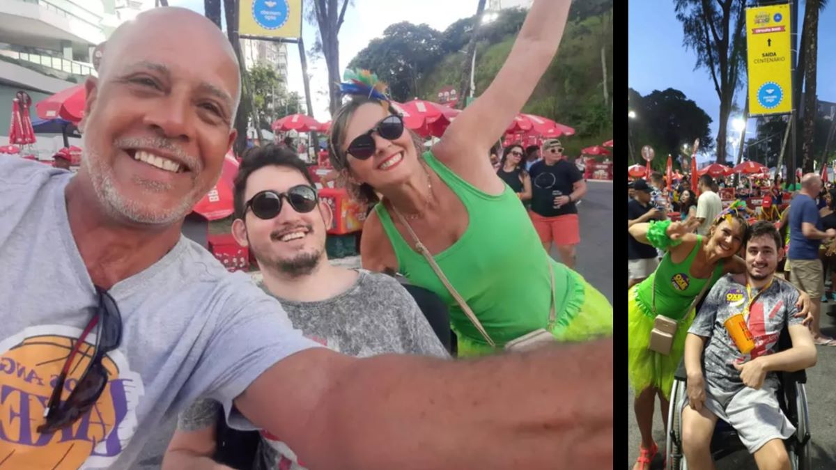 Mãe realiza sonho do filho com paralisia cerebral e o leva para curtir carnaval em Salvador