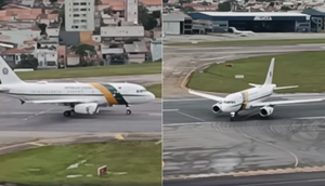 O avião presidencial teve problemas na decolagem no aeroporto de Congonhas, em São Paulo, mas retornou ao pátio militar. Após 20 minutos, foi liberado para o voo.(Reprodução/X)