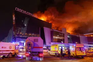 Arena de shows Crocus City Hall foi incendiada durante atentado(Reprodução)