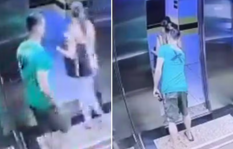 Homem passa mão nas partes íntimas de mulher dentro de elevador