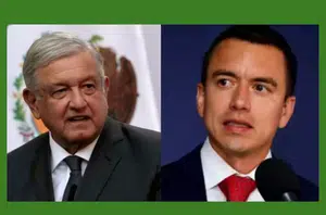 Andrés Manuel López Obrador, presidente do México, e Daniel Noboa, presidente do Equador(Reprodução)