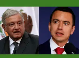 Andrés Manuel López Obrador, presidente do México, e Daniel Noboa, presidente do Equador