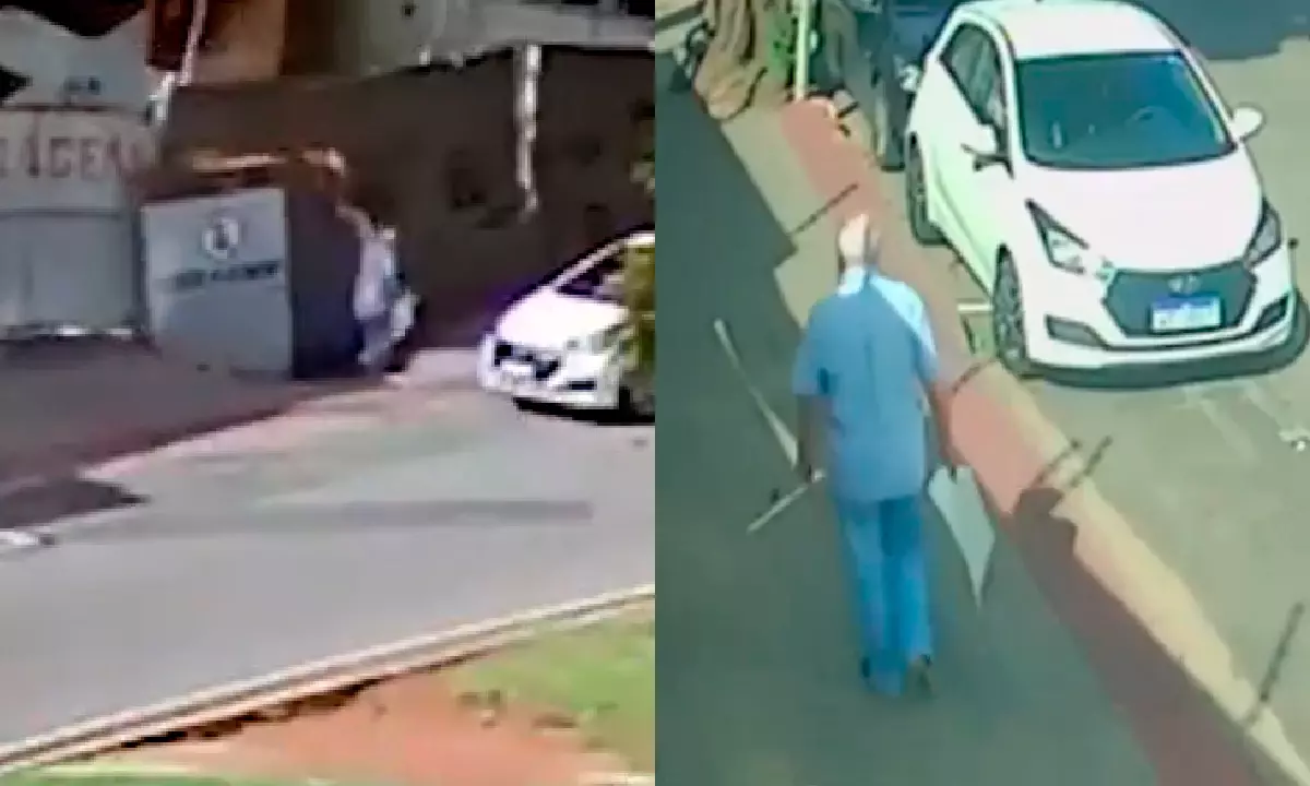 VÍDEO: calçada cede e homem é engolido por cratera no ES