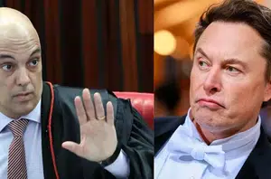 O ministro Alexandre de Moraes, do Supremo Tribunal Federal e o bilionário Elon Musk(Reprodução)