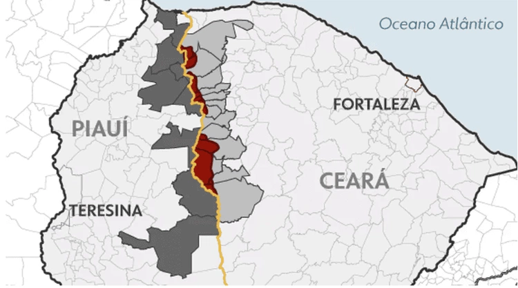 Território de litígio entre Piauí e Ceará