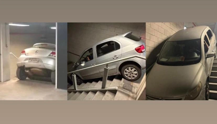 Torcedor do Cruzeiro erra saída e desce escadaria no Mineirão com carro