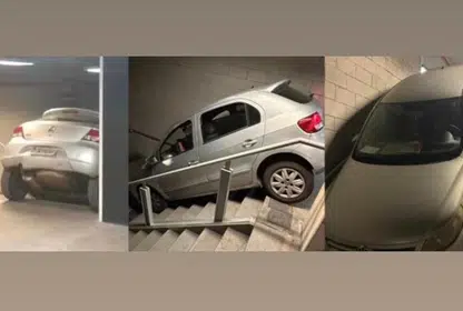Torcedor do Cruzeiro erra saída e desce escadaria no Mineirão com carro