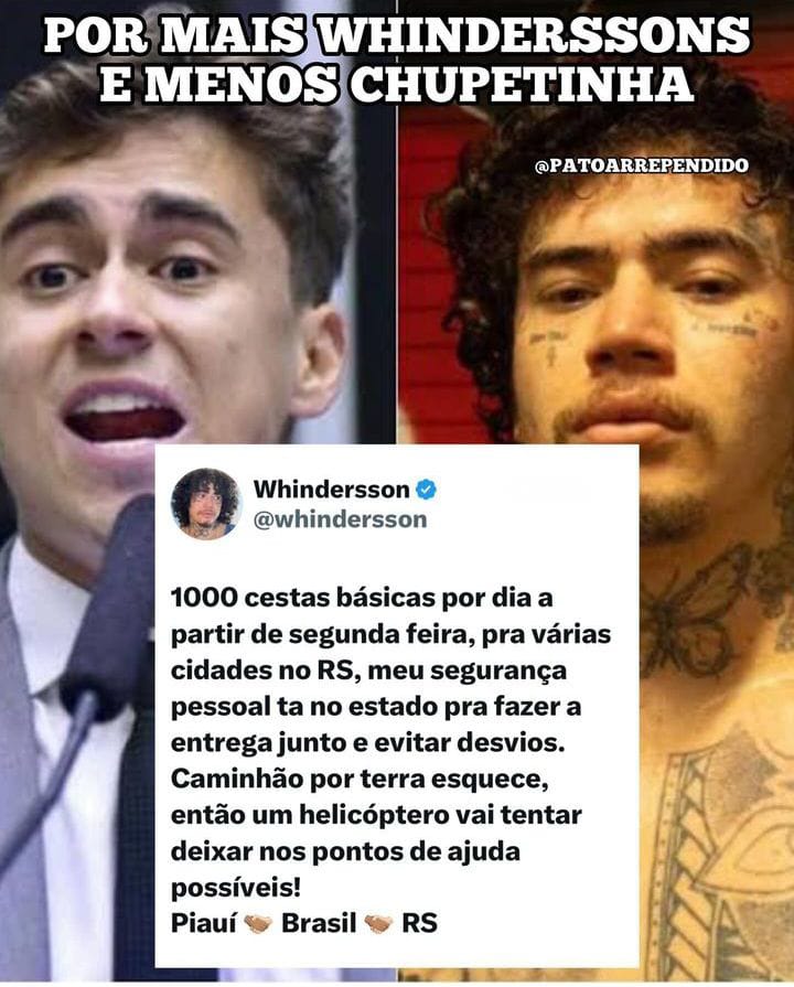 Whindersson faz doação milionária para o RS e redes não perdoam inércia de bolsonaristas