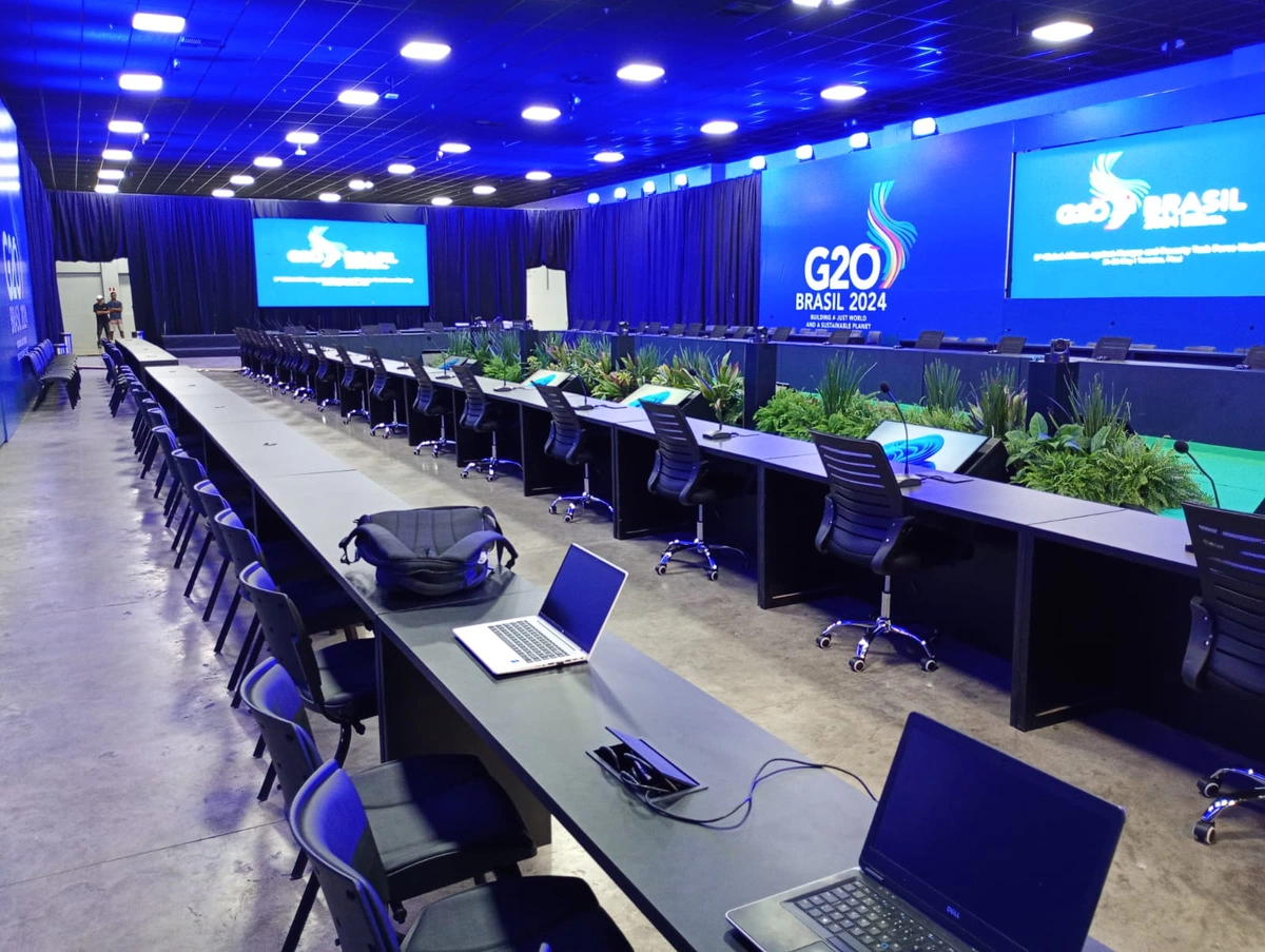 Sala aonde acontecerão as reuniões da força-tarefa do G20