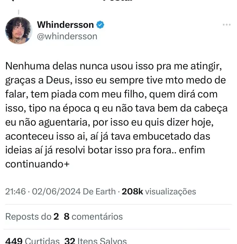 Desabafo de Whindersson Nunes