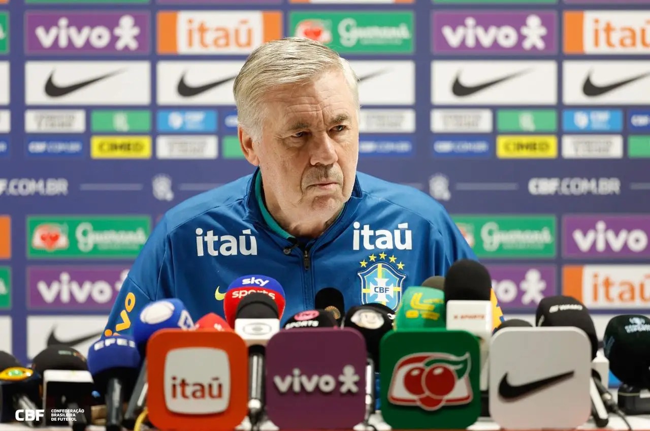 Ancelotti fala sobre jogo contra a Noruega, Neymar, Vini Jr. e Deus