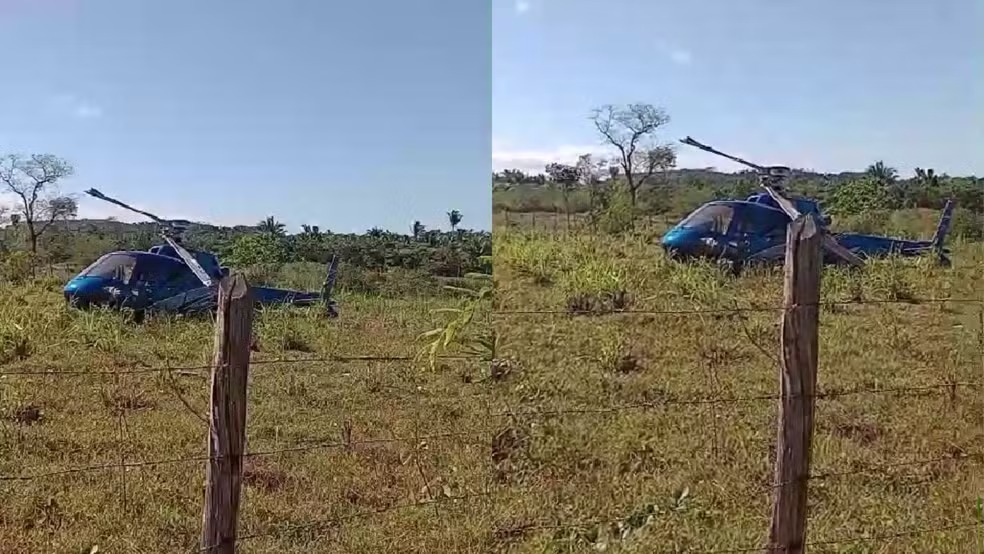 Helicóptero faz pouso forçado em quintal de casa no Piauí
