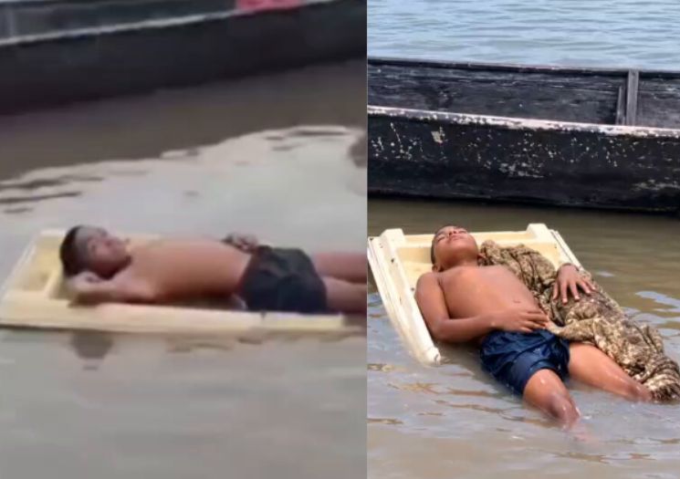 Você teria coragem? Menino navega ao lado de um jacaré e viraliza