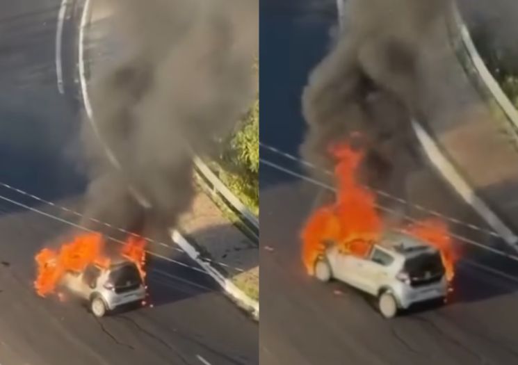 Carro pega fogo em acesso da Ponte JK em Teresina