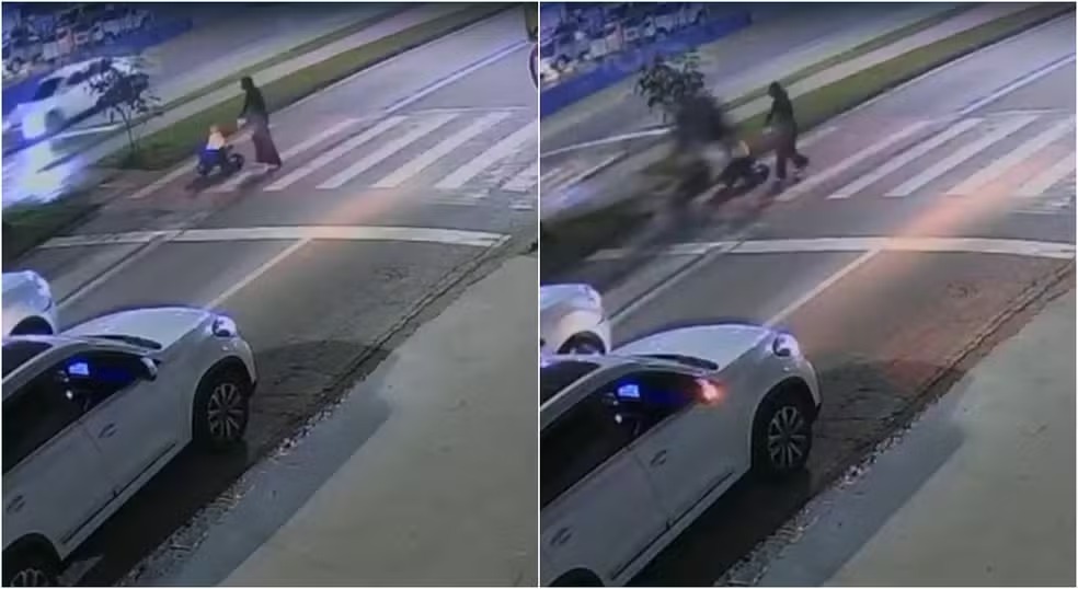 Motociclista atropela bebê que atravessava faixa de pedestres com a mãe em SP