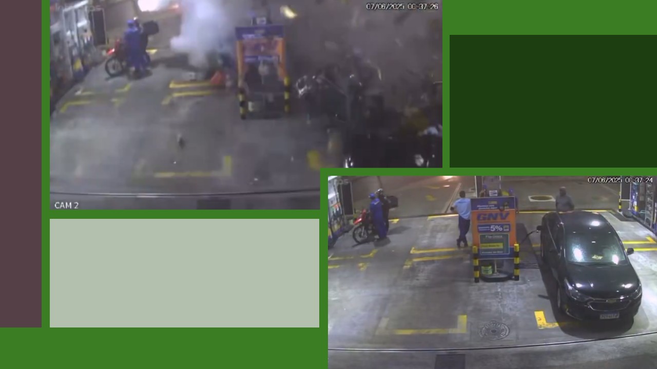 Carro explode durante abastecimento! Veja o exato momento
