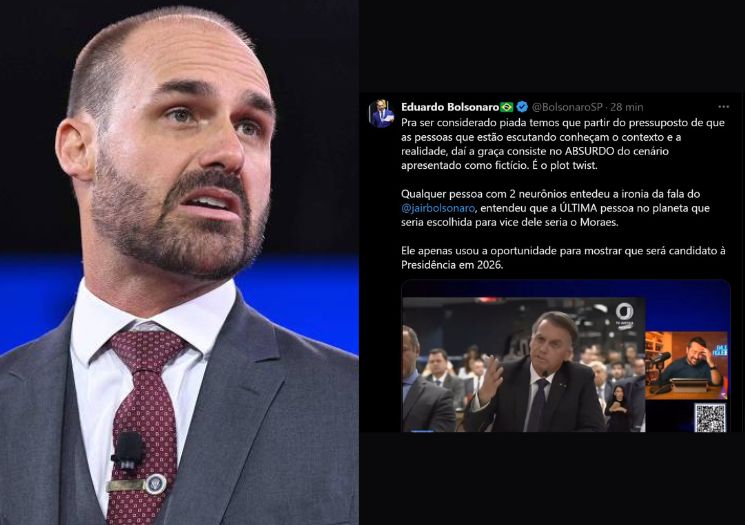 Eduardo tenta justificar fiasco de Bolsonaro no STF, é criticado e apaga tuíte