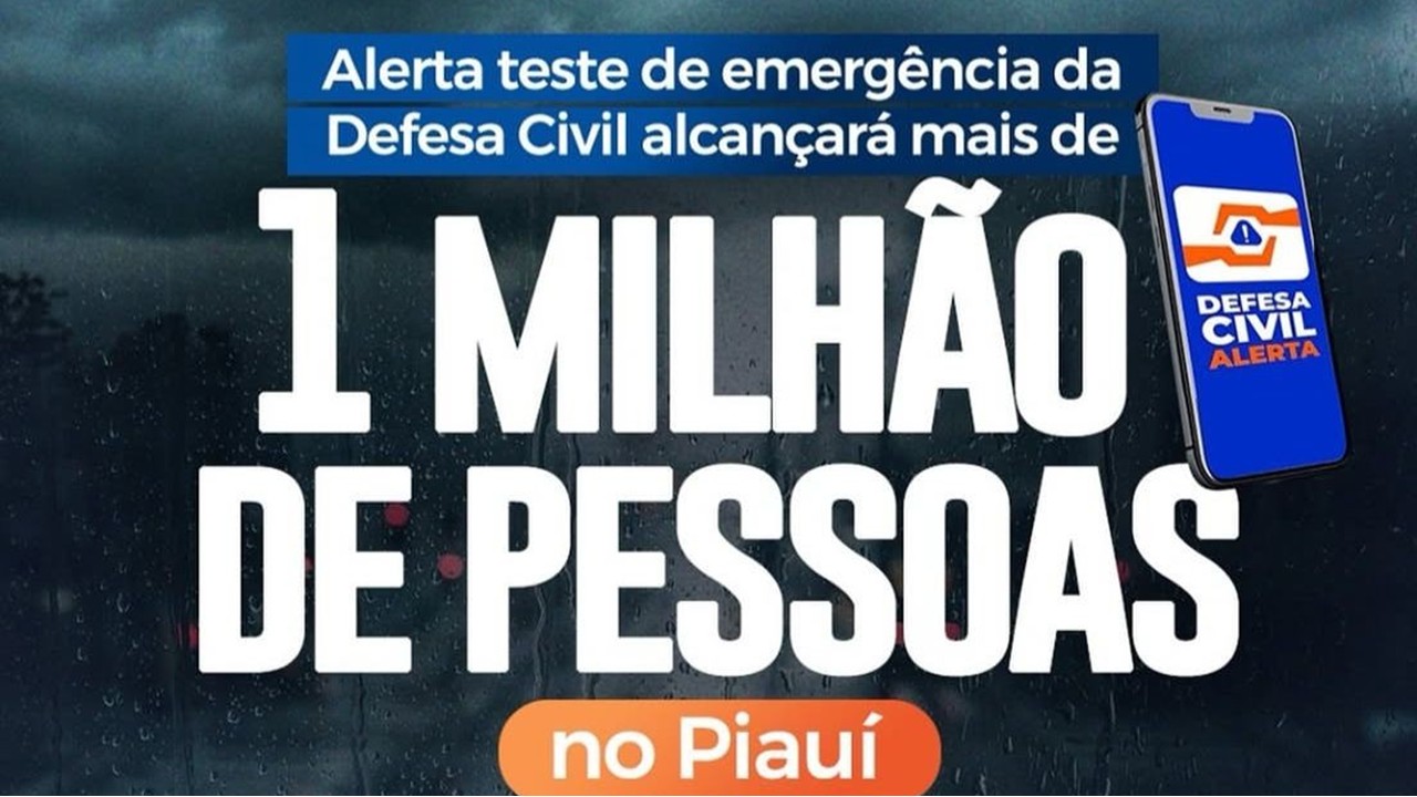Mais de 1 milhão de pessoas no Piauí receberão o alerta teste da Defesa Civil neste sábado (14)