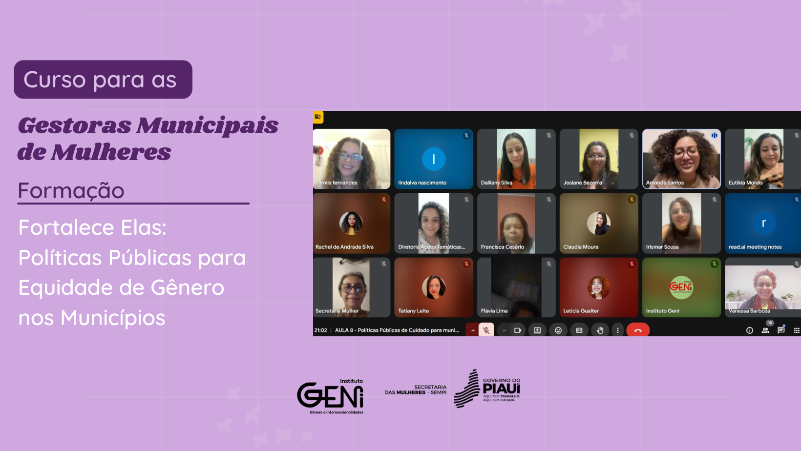 Formação “Fortalece Elas” debate políticas públicas de cuidado com gestoras municipais do Piauí