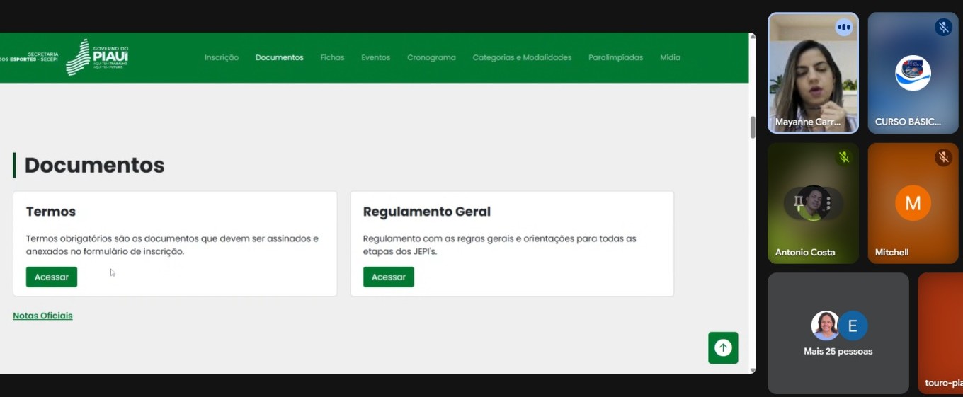 Secretaria dos Esportes participa de capacitação para uso do novo sistema de inscrições dos JEPIs no Gov.pi Cidadão