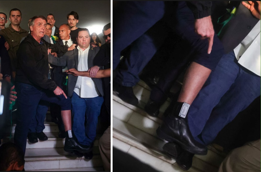 Bolsonaro mostra tornozeleira pela primeira vez que colocou por ordem do STF