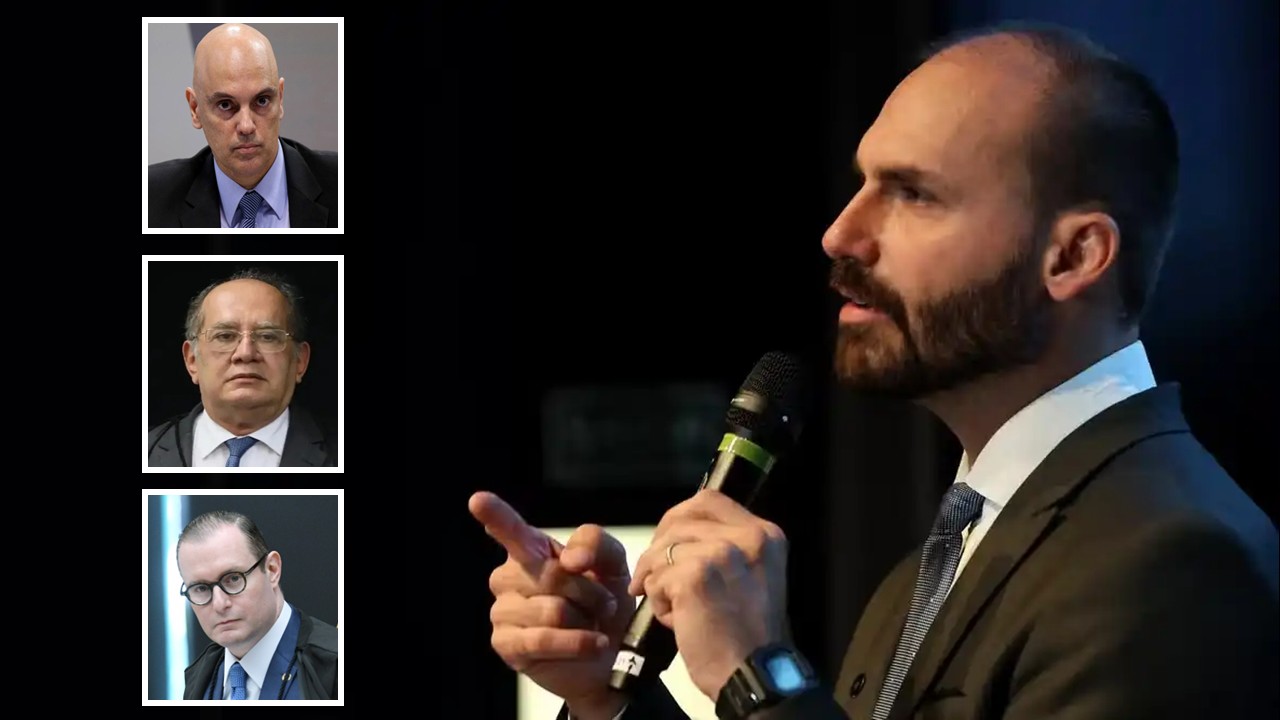 Eduardo quer ver Alexandre de Moraes preso e ameaça Gilmar Mendes e Zanin