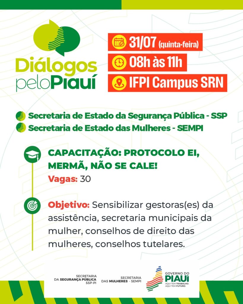 Sempi realiza capacitação do protocolo “Ei, Mermã, Não se Cale!” durante Diálogos pelo Piauí em São Raimundo Nonato