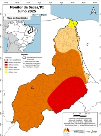 Piauí volta a registrar seca extrema após sete anos; 22,2% do território está sob impacto severo