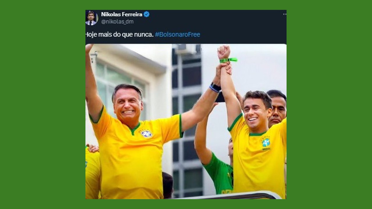 Um mundo “sem Bolsonaro": Nikolas Ferreira comete erro crasso e pede para se livrar de Bolsonaro. Ele não aprendeu inglês!!!!
