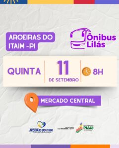 Ônibus Lilás leva ações para Aroeiras do Itaim e Santo Antônio de Lisboa nesta quinta (11) e sexta (12)
