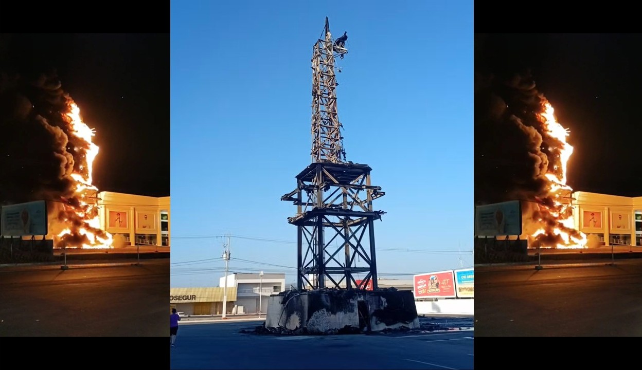 Incêndio destrói Estátua da Liberdade da Havan em Petrolina