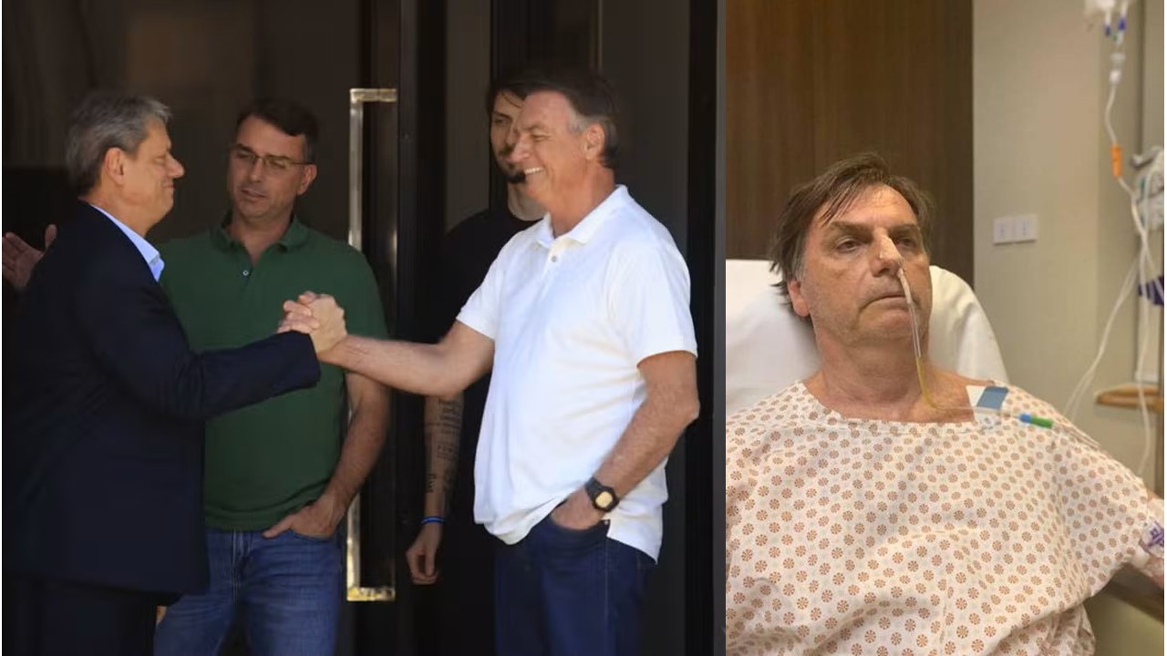 Bolsonaro aparece bem em foto com Tarcísio e horas depois família cogita internação