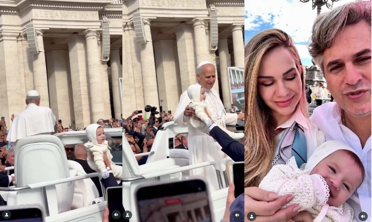 Papa abençoa filha de Pablo Santos no Vaticano