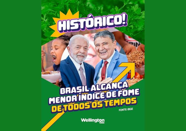 Lula e Wellington Dias comemoram redução histórica da fome no Brasil