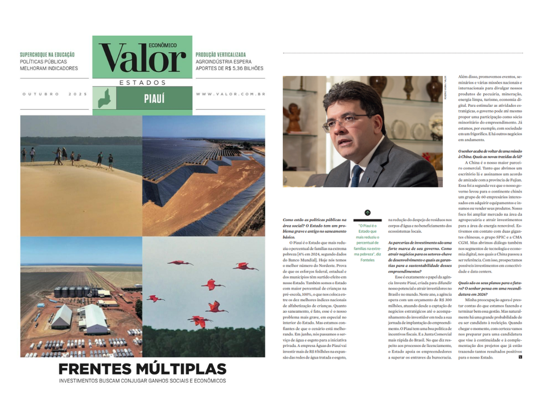 Piauí ganha edição exclusiva da revista Valor Econômico com destaque para desenvolvimento sustentável do estado