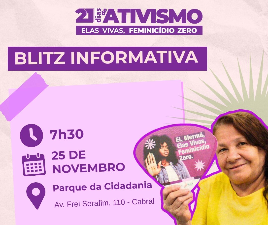 Secretaria das Mulheres realiza blitz informativa no Parque da Cidadania nesta terça-feira (25)