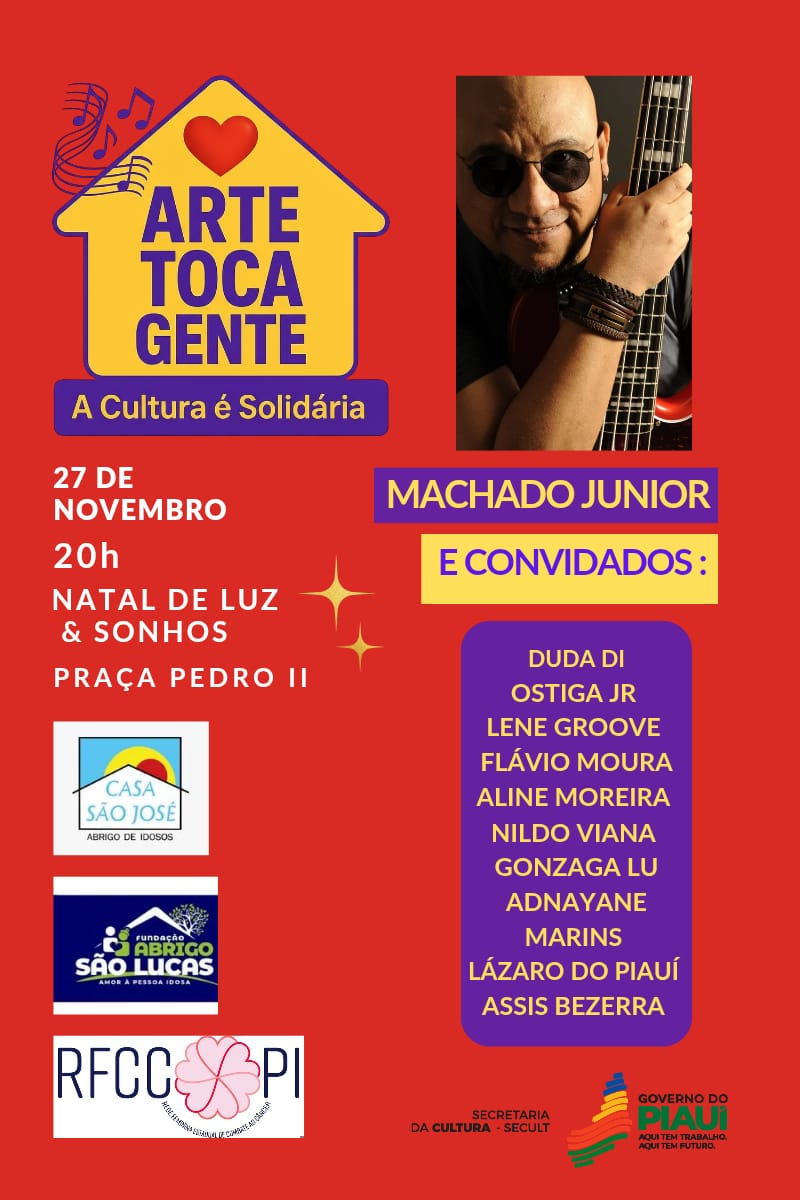 Show solidário “Arte Toca Gente” reúne música e solidariedade na Praça Pedro II