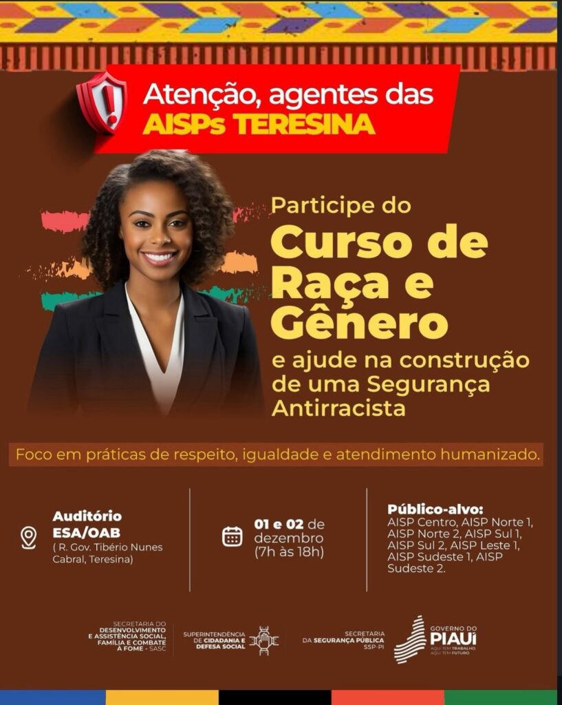 Sasc e SSP promovem capacitação sobre gênero e raça para profissionais da segurança pública na segunda (1º) e terça (2)