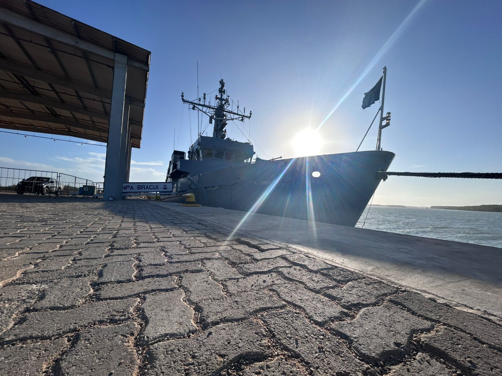 Navio-patrulha Bracuí atraca no cais da Companhia Porto Piauí e terá visitação gratuita sábado (13) e domingo (14)