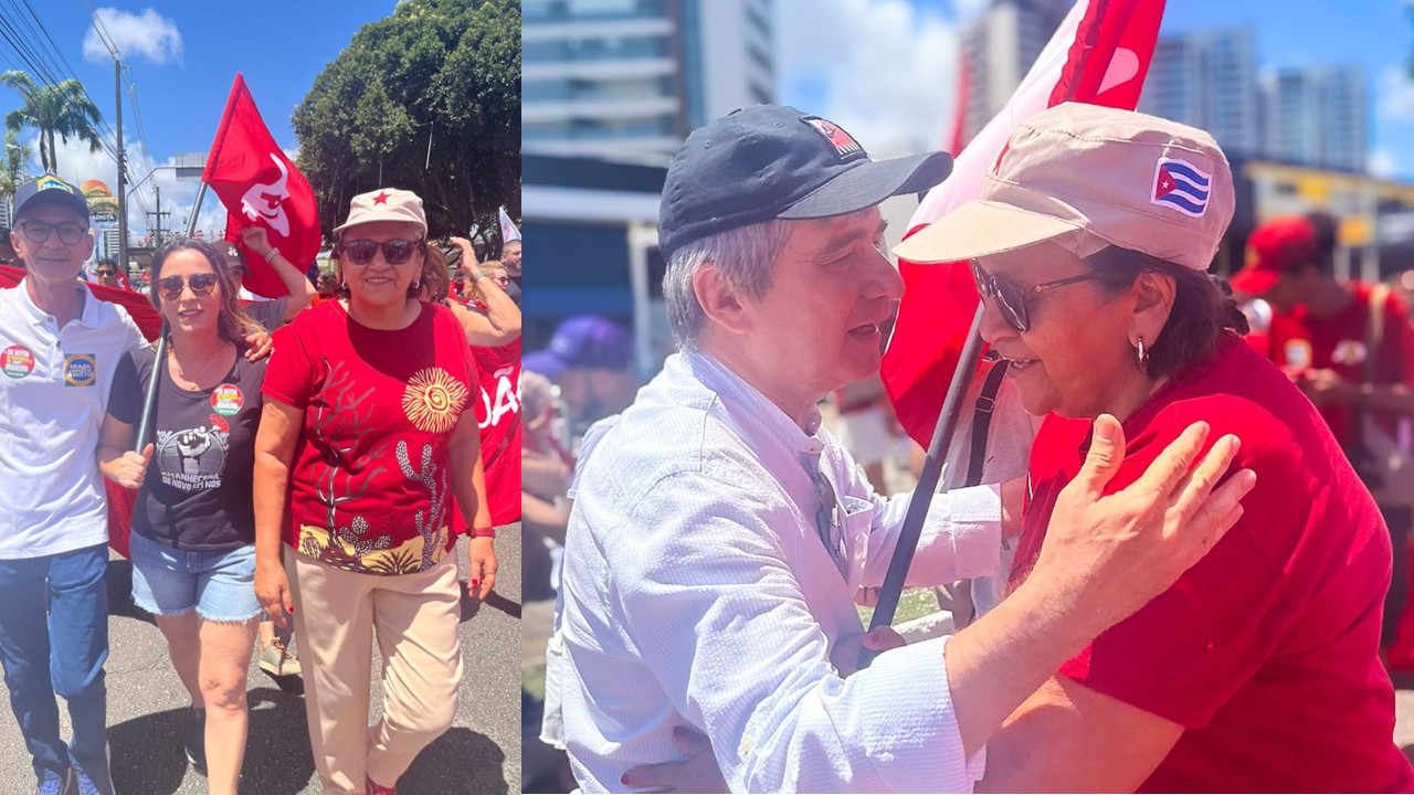 FÁTIMA BEZERRA: gesto estético reforça a mensagem política do ato em defesa da democracia no RN